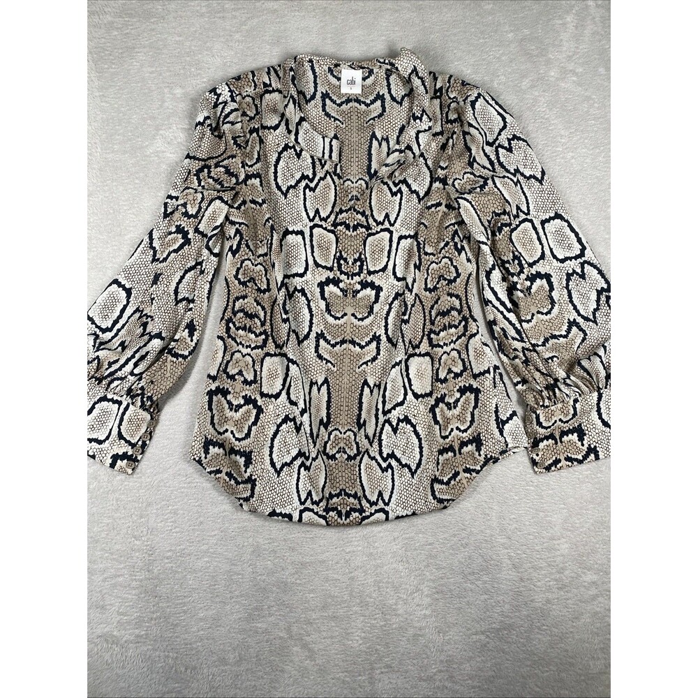 Cabi Serpentine Snake Print Blouse Women's Small Balloon Sleeve Popover long slv